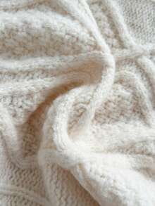 Auralis 大码女式秋冬时尚休闲宽松舒适日常柔软杏色扭结长袖套头毛衣，秋季，冬季，女式冬季毛衣 - 杏色 - 查看 10