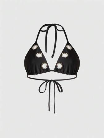 Grunge Punk Top de style punk Y2K avec œillets métalliques, pour festival de musique