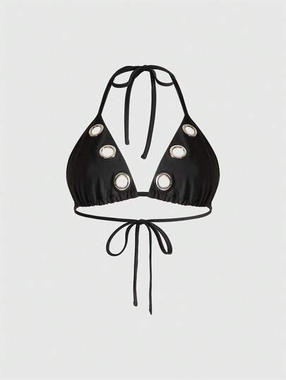 Grunge Punk حمالة صدر بنمط بانك Y2K معدنية مزودة بحلقات، ملابس علوية للنساء، مهرجان موسيقي