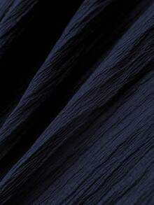 EMERY ROSE Women's Solid Color Cap Sleeve Casual Blouse, Suitable For Summer - Navy Blue - View 5