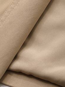 Dazy Kids 少女纯色长袖单排扣休闲口袋风衣，秋季 - 卡其色 - 查看 8