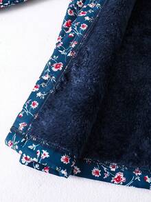 SHEIN Elladie kids 少女花卉印花连帽长袖夹克外套