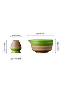 485ml Ceramic Matcha Bowl And Chasen Lid Set, Easy To Clean, Home Matcha Tools, Kungfu Drinkware Tea Accessories.