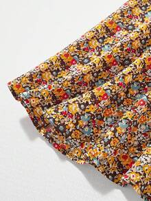 Firerie Kids Firerie Kids 青少年女孩休闲针织纯色拼布碎花圆领长袖连衣裙 - 彩色 - 查看 4