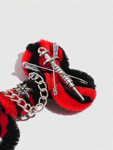 ROMWE Grunge Punk 1 pezzo Fermaglio per capelli in stile punk nero e rosso con torsione, accessorio per capelli a forma di ago e osso in stile Y2K, fermaglio per frangia con atmosfera di Ognissanti - Multicolore - Visualizzare 5