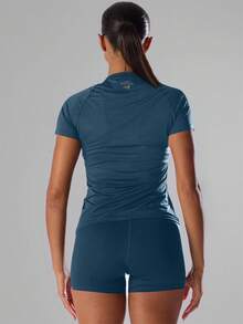 Musera Sport 纯色短袖运动T恤 跑步短裤 舒适休闲 健身 健身房 跑步 俱乐部、板式网球、网球、匹克球 健身房 瑜伽 普拉提 健身 日常休闲 夏季 - 藏蓝色 - 查看 2