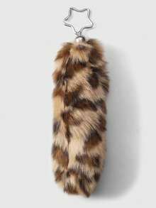 ROMWE Grunge Punk 1 件 Y2K 复古别致可爱高品质棕色仿皮草豹尾设计钥匙扣和包包挂件，适合女性，是日常使用和节日的绝佳礼物