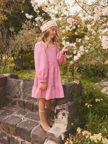 Red & White Plaid Long Sleeve Mini Dress, Suitable For Christmas Parties, Casual Outings, Vibrant And Youthful, Suitable For Spring And Autumn - Red and White - View 8