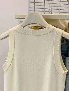 SHEIN 女式纯色简约无袖针织背心，休闲日常穿着