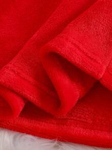 2件套少女红色雪人印花休闲舒适长裤和长袖睡衣套装 - 紅色 - 查看 3