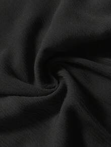 Elaquor Plus Size Women's Casual Solid Color V-Neck Long Sleeve Shirt Plus Size Black Tops Black Babydoll Top/Fall/Winter - Black - View 7