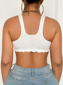 1 件女士蕾丝前扣无钢圈文胸 - 白色 - 查看 2