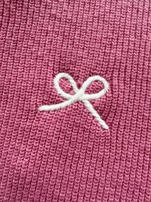 SHEIN Tween Girls' Casual Bowknot Pattern Knit Dress - Pink - View 8