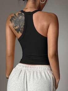 Dewbera Bộ 3 áo hai dây cổ chữ V liền mạch, Đen/Hồng/Trắng, Yoga, Chạy bộ, Thể dục Thể thao - Nhiều màu - Xem 2