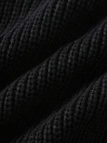 Xyvia Women's Elegant Round Neck High Waist Tie Waist Solid Color Sweater - Black - View 3