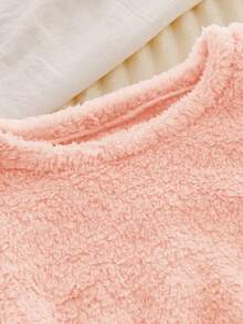 2pcs Merry Christmas Teen GirlPajama Set, Featuring Plush Powder Pink Long Sleeve Top And Pink Plaid Pants, Vibrant Print Stretchy Soft Fabric, Machine Washable Comfortable Matching Outfits (Sold Separately) Pajama Set Teen - Multicolor - View 4