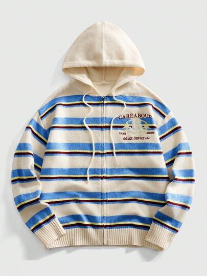 Street Life Cárdigan de hombre con rayas y bordado, moda callejera