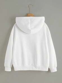 Resyla Women's Hooded Zip-Up Sweatshirt, Centaur Print Pattern, Casual Outerwear For Teachers, Back To School, Graduation, Daily Wear, Winter Jacket, Fashionable And Versatile, Women Hooded Long Sleeve Sweatshirt - White - View 2