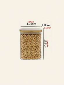 Premium Wooden Lid Square Grain Canister | Airtight Food Storage Container For Cereal, Nuts, Coffee & Candy - transparente - Ver 11