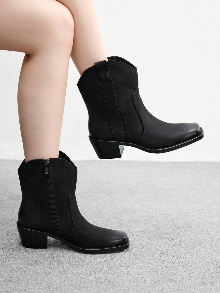 CUCCOO BIZCHIC Women's Fashionable Black Mid-Calf Boots