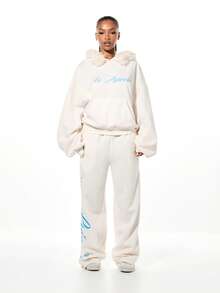SUMWON WOMEN Áo hoodie lông thú giả cỡ lớn in họa tiết công chúa băng giá mùa đông - trắng - Xem 3