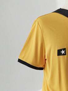 ESTAVOR 男士休闲时尚街头字母印花短袖 T 恤，夏季 - 黃色 - 查看 4