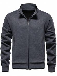 RivetRise 男士秋冬保暖针织长袖开衫 - 灰色 - 查看 3