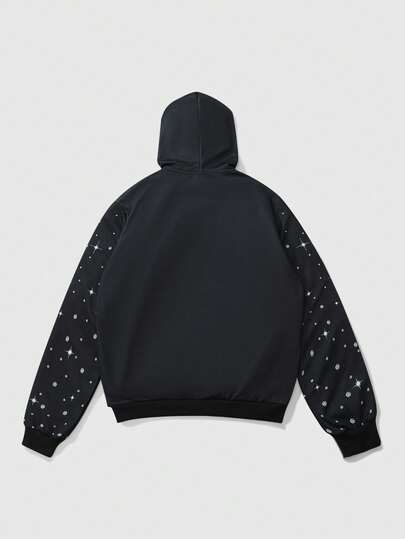 Men's Casual Slogan & Figure Print Long Sleeve Hoodie Sweatshirt, Autumn/Winter