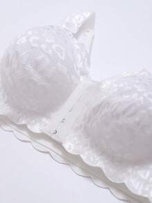 1 件女士蕾丝前扣无钢圈文胸 - 白色 - 查看 9