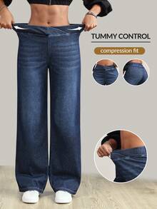 Flexra Women's V-Shaped Cross Design Elastic Waist Pocket Distressed Fashionable Jeans