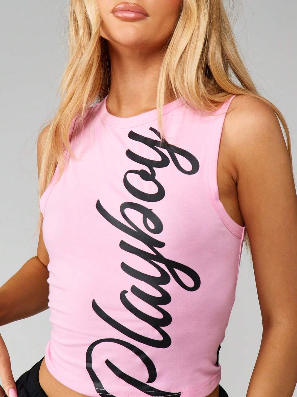 Missguided x Playboy Letter Print Sleeveless Tank Top For Summer Casual Wear