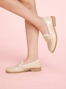 CUCCOO DOLLMOD Lolita Loafers For Women, Faux Thermal Lined, Autumn/Winter, Suitable For Halloween, Christmas - Beige - View 4