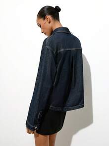 Maija 女士休闲长袖宽松牛仔外套，带口袋，冬季款