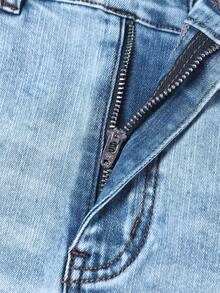 SHEIN Quần jeans ống loe co giãn, giặt dày thời trang Y2K đa năng, phổ biến dành cho các bé gái tuổi teen - Rửa trung bình - Xem 5