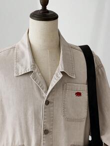 ESTAVOR Men's Casual Retro Long Sleeve Denim Jacket, Autumn - White - View 7