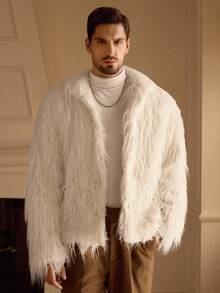 HIMLAND Men's Casual Loose Long Sleeve Faux Fur Coat, Winter - Multicolor - View 4