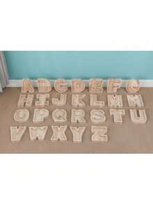 1 件木制英文字母存钱罐，透明木制储蓄罐，26 个英文字母装饰木制存钱罐，精致时尚的节日礼物，适合感恩节生日礼物毕业