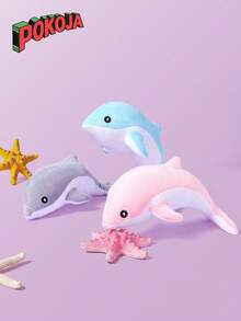 POKOJA LAND 1pc 27/44cm Kawaii Dolphin Plush Toys Cute Mini Dolphin Animal Dolls Stuffed Soft For Birthday Gift - Multicolor - View 2