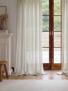 1/2 Rèm cửa sổ Bohemian, Rèm cửa sổ bằng vải lanh mờ đục và trong suốt, Thích hợp cho phòng ngủ, phòng ăn hoặc rèm cửa sổ nhà bếp, Rèm trang trí ngăn cửa sổ hình vòm, Trang trí mùa thu, Trang trí mùa thu, Trang trí phòng - Màu cát - Xem 8