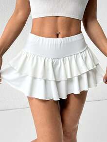SHEIN PETITE Jupe plissée à taille basse pour femme, motif floral gris clair - Blanc - Voir 6