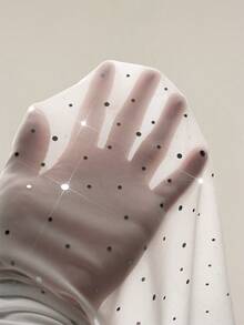 SHEIN ICON Áo ba lỗ nữ vải bóng viền lưới bất đối xứng - trắng - Xem 8