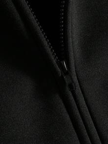 PAVTROS Ensemble deux pièces pour hommes composé d'une veste de mode confortable avec broderie et d'un pantalon long à taille élastique. Ensemble jogging noir, tenue de ville Y2K avec sweat-shirt à capuche et pantalon pour hommes - Noir - Voir 4