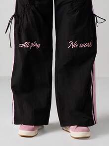 Missguided x Playboy Pantalones cargo de pierna ancha casual con detalles fruncidos y adornos de rayas laterales para ropa urbana - Multicolor - Ver 6