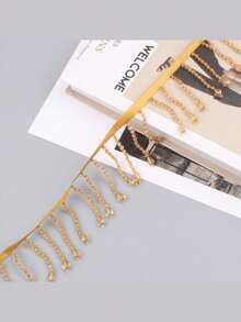 1 Yard Crystal Bead Fringe Trim - Pearl Tassel Edging For Costume Curtain Veil Decor, DIY Glamorous Stage Wear & Home Embellishment