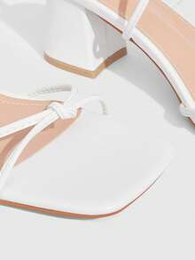 CUCCOO SZL Lace-Up Criss-Cross Chunky Heel Women's Sandals - White - View 5