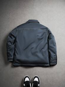 Manfinity EMRG Chaqueta casual de manga larga para hombre con diseño de línea de color contrastante - Gris - Ver 2