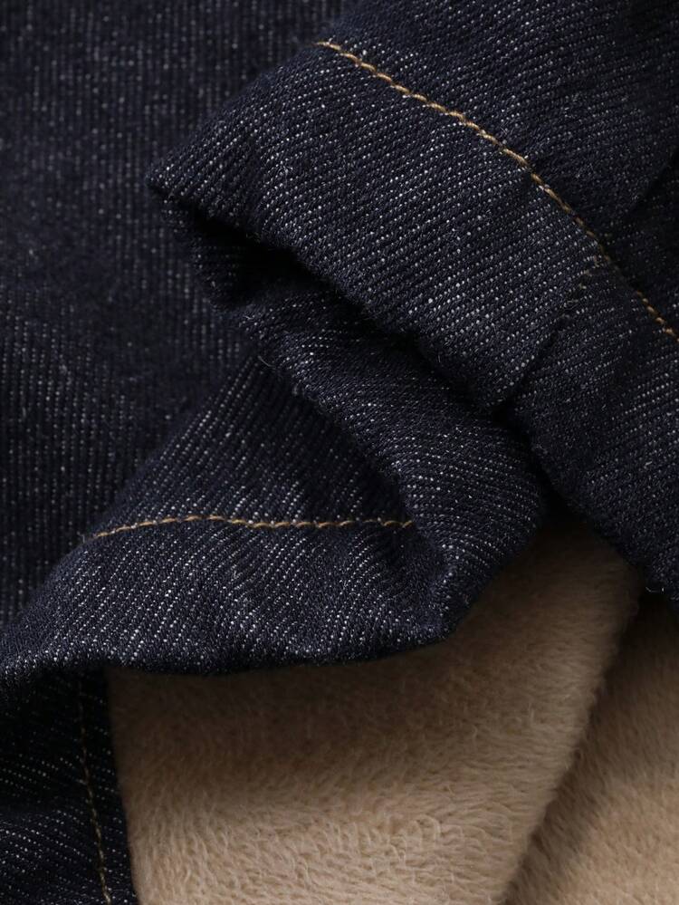 Women's Thickened Western Cowboy Loose Long Sleeve Shacket With Patchwork Cuffs And Straight Leg Pants Casual Street Autumn/Winter Suit Thermal Lined