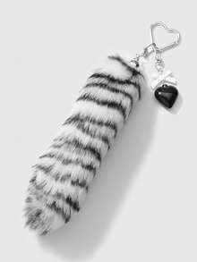 ROMWE Grunge Punk 1 chiếc nơ Acrylic cổ điển sang trọng, hình trái tim, móc khóa đuôi báo bằng vải nhung DIY, quà tặng thời trang chất lượng cao dành cho phụ nữ, bé gái, trang phục hàng ngày, ngày lễ - Đen trắng - 38 - Xem 4