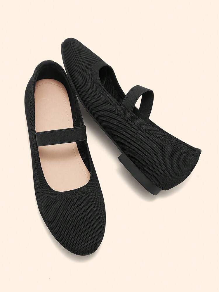 CUCCOO BASICS Black Strap Elastic Round Toe Comfortable Breathable Flat Mary Jane Shoes, Suitable For Daily Commute And Casual Outfits Spring Shoes