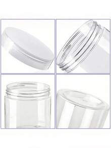 10 lọ nhựa trong suốt có nắp | Hộp tròn kiểu Mason có thể tái sử dụng đựng trái cây khô, mật ong, các loại hạt và đồ dùng nhà bếp - Trong sáng - Xem 3